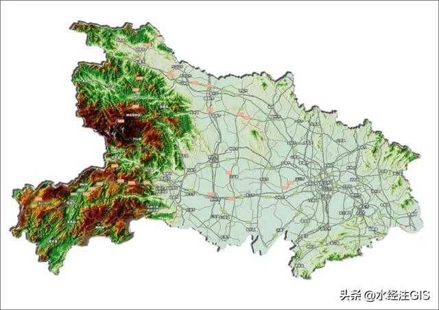 值得收藏的全国各省三维地形图 - 湖北省